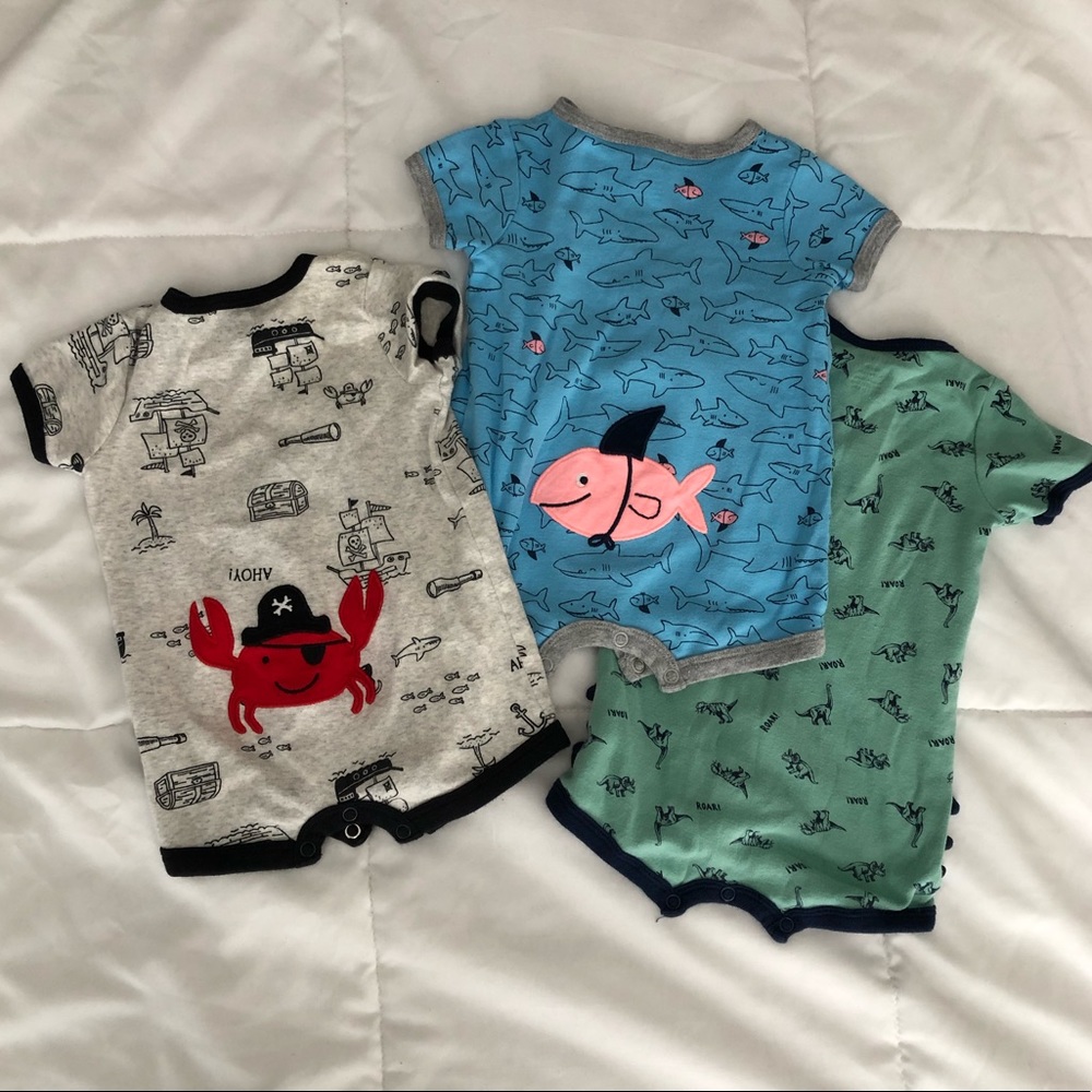 (3) Carters Summer Rompers